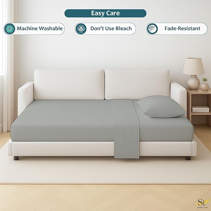 Luxury Queen Sleeper Sofa Bed Sheet Set, 100% Egyptian Cotton, 338 Thread Count - Image 6