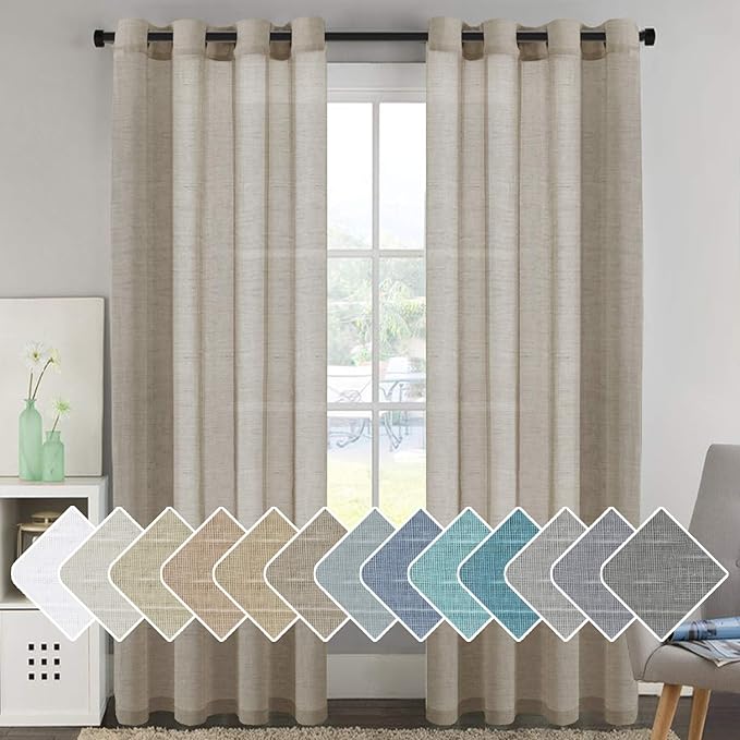 H.VERSAILTEX Natural Linen Curtains Soft Linen Semi Sheer Curtains by HVERSAILTEX