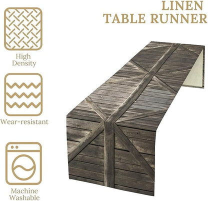 Rustic Barn Door Table Runner Farmhouse Grey Wooden Door Garage Door Rural Farm - Image 7