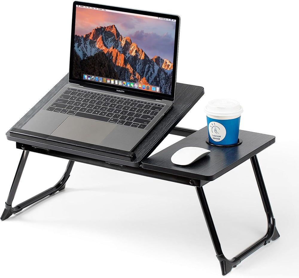 Laptop Desk for Bed Couch, Adjustable Foldable Bed Table with Cup Holder