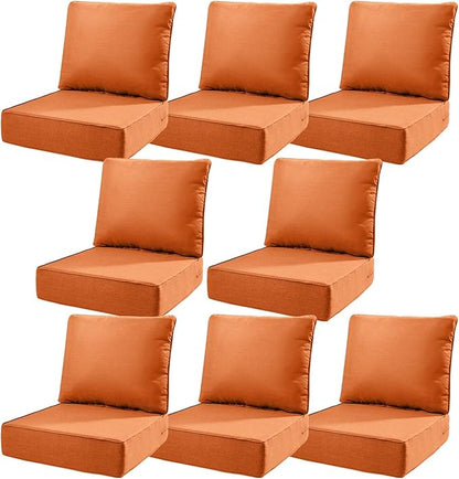 6" Thick Outdoor Cushions 22x24x6, 8-Set Deep Seat Patio Cushions by Pugire