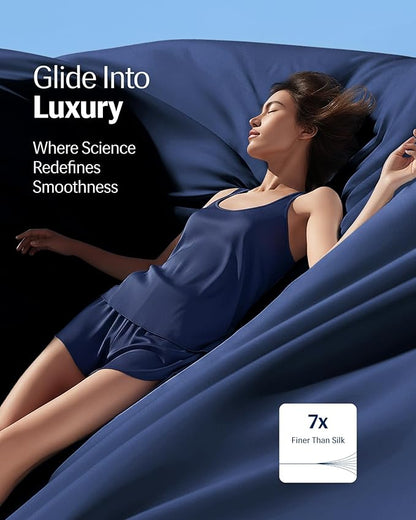 REST® Evercool®+ Cooling Sheet Set, Cali King, Midnight Blue, Breathable Bed - Image 4