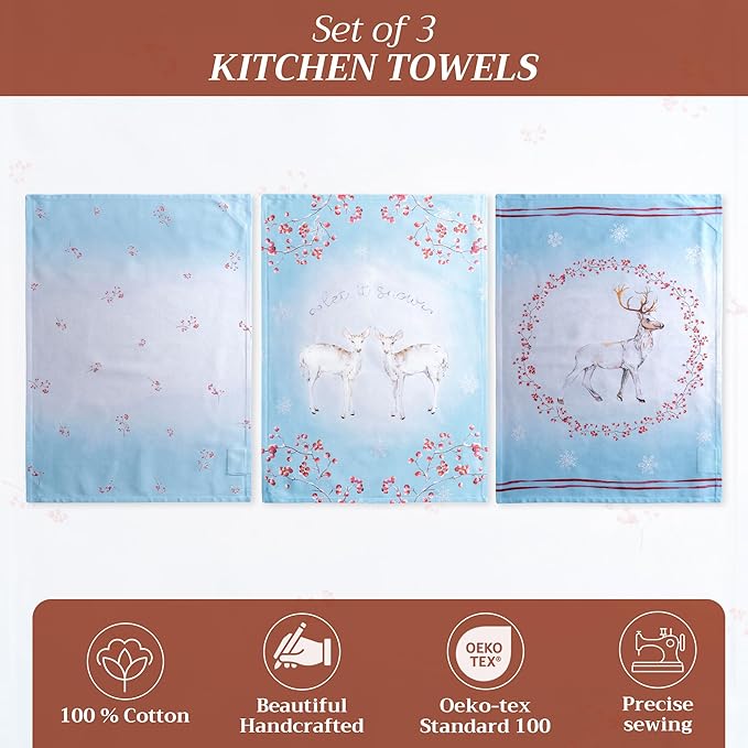 Maison d' Hermine Kitchen Towels Set of 3 100% Cotton 20" x 27.5" Reusable - Image 2