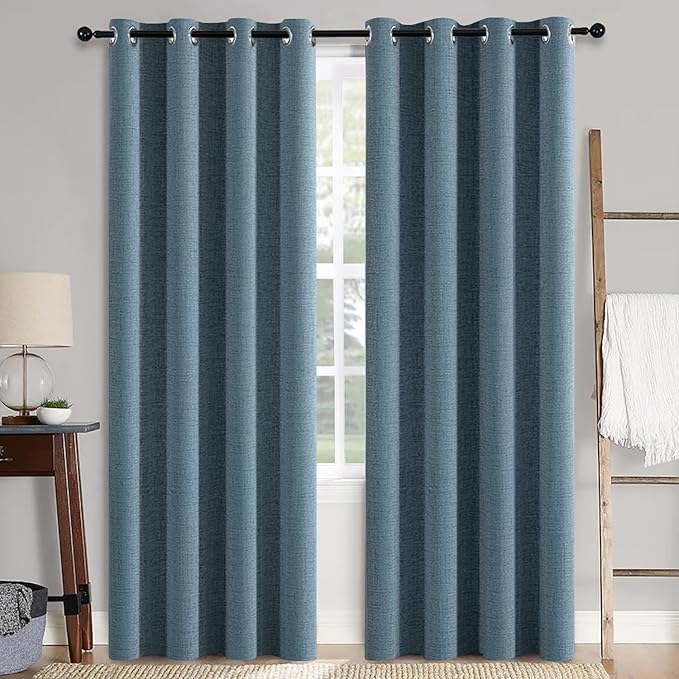 MIULEE Linen Texture Curtains for Bedroom Solid 100% Blackout Thermal Insulated by MIULEE
