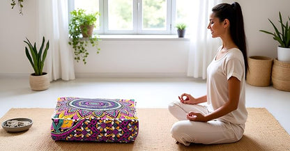 CRAFT KALA Large Hippie Mandala Meditation Floor Ottoman Pillow Cushion Pouf - Image 4