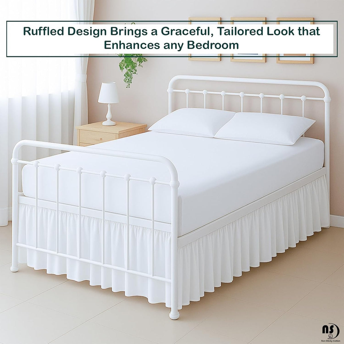 premium microfiber full ruffled bed skirt, 12” drop, package contents
