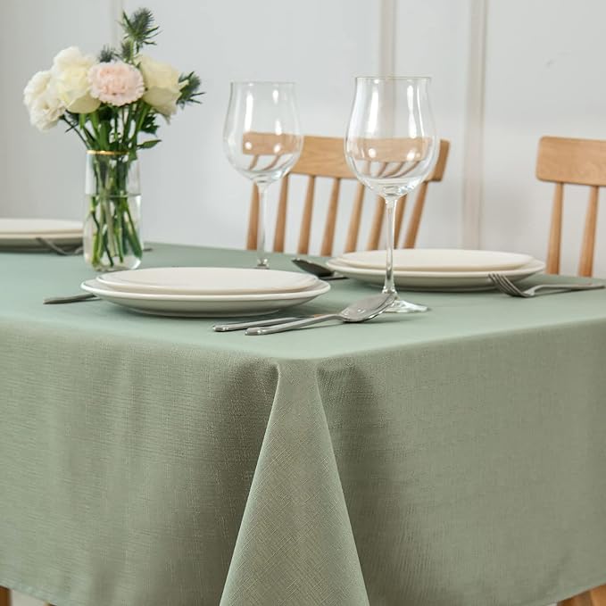 maxmill Square Tablecloth Slubby Texture Stain Resistant Waterproof Wrinkle by maxmill