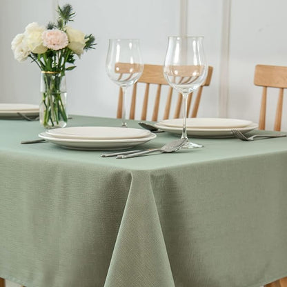 maxmill Square Tablecloth Slubby Texture Stain Resistant Waterproof Wrinkle by maxmill