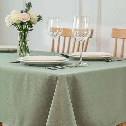 maxmill Square Tablecloth Slubby Texture Stain Resistant Waterproof Wrinkle by maxmill