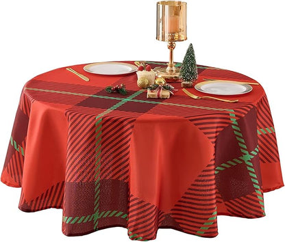 Christmas Tablecloth Round 60 Inch 1 Pack Waterproof, Machine Washable by AOCOZHomeLifeMuseum