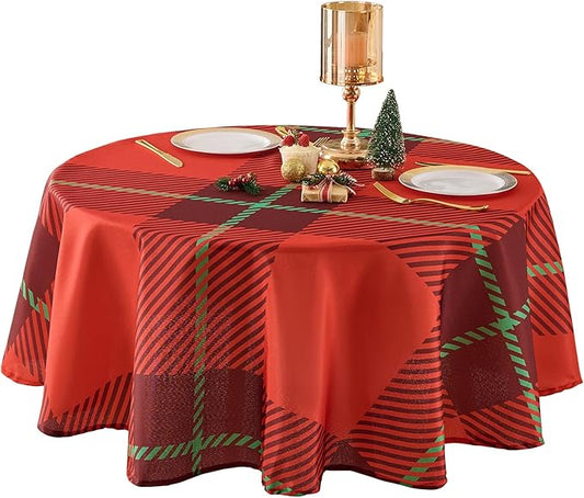 Christmas Tablecloth Round 60 Inch 1 Pack Waterproof, Machine Washable by AOCOZHomeLifeMuseum