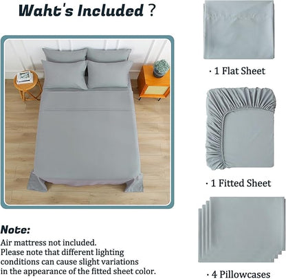 Queen Sheet Set for Air Mattress, 6 Piece Air Bed Sheets Set - Image 4