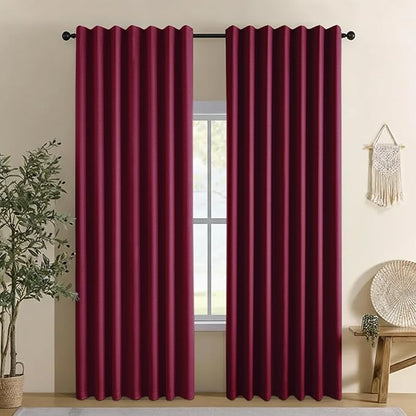 Linen 100% Blackout Curtains for Bedroom, Back Tab/Rod Pocket Room Darkening by CYCMACOHOME