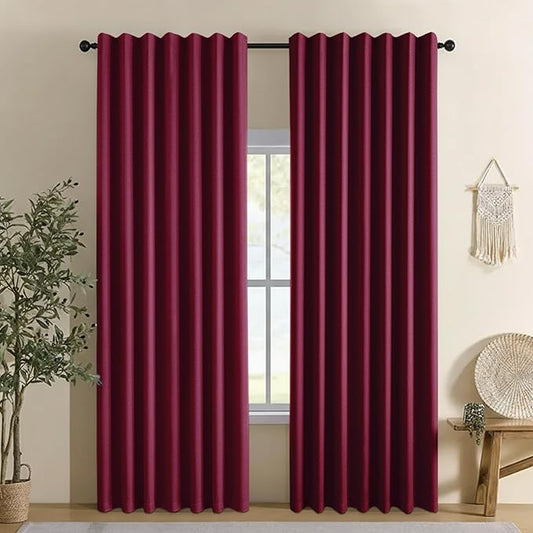 Linen 100% Blackout Curtains for Bedroom, Back Tab/Rod Pocket Curtain for by CYCMACOHOME