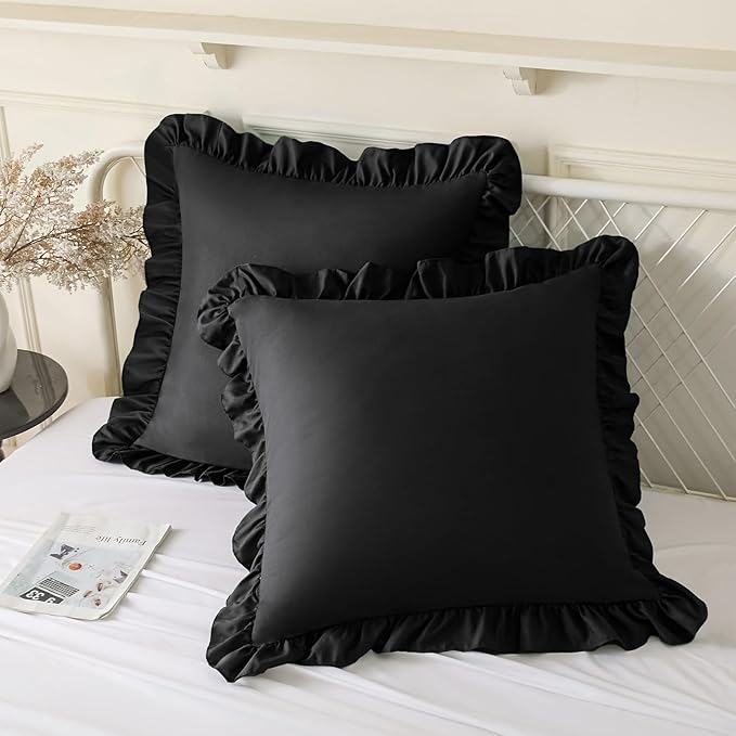 KKJIAF Ruffle Pillow Cases 24x24 Inches, Microfiber Wrinkle Resistant Pillow by KKJIAF