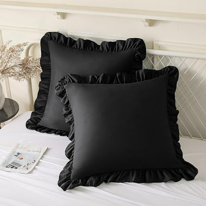 KKJIAF Ruffle Pillow Cases 18x18 Inches, Microfiber Wrinkle Resistant Pillow by KKJIAF
