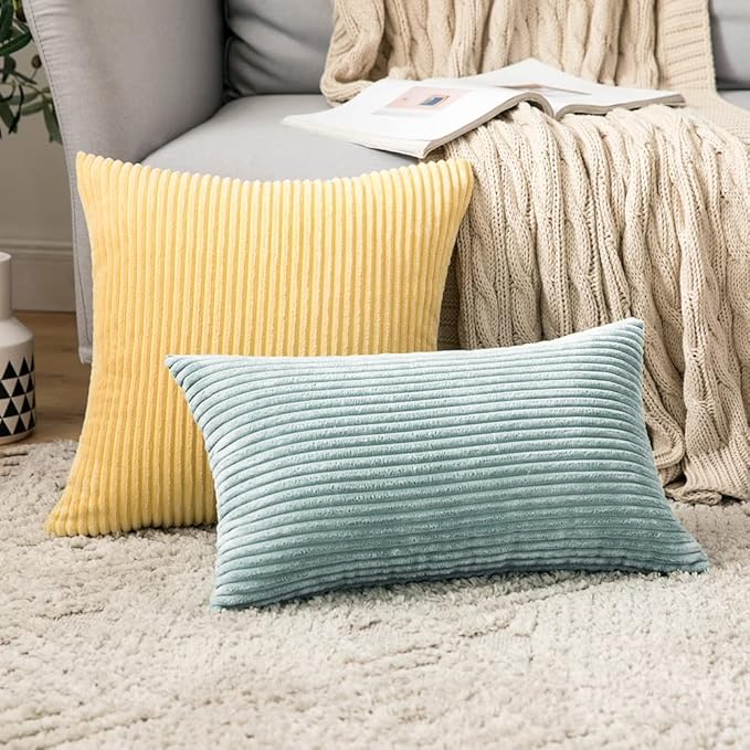 MIULEE Pack of 2 Corduroy Pillow Covers 12 x 20 Inch Lumbar Throw Pillow Covers - Image 2