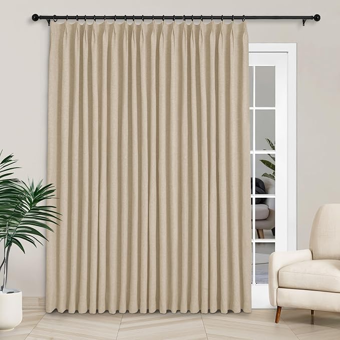 Macochico Extra Wide Full Blackout Linen Curtains by Macochico