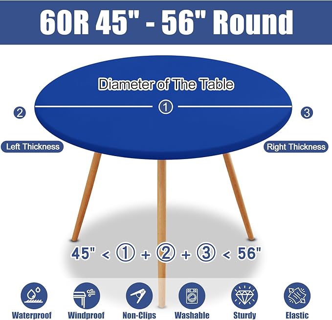 Round Spandex Tablecloth, Elastic Fitted Waterproof Tablecloths - Image 8