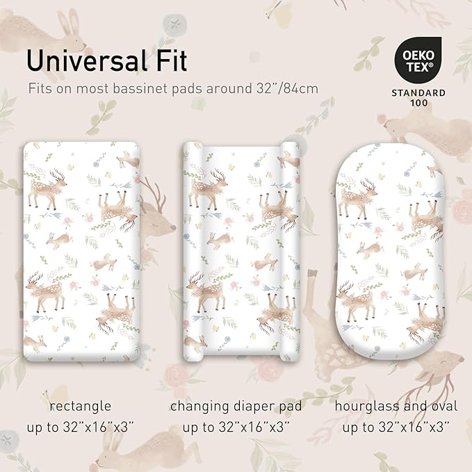 Gllquen Baby Bassinet Sheets 4 Pack, Breathable Cozy Fitted Mattress Sheet - Image 4