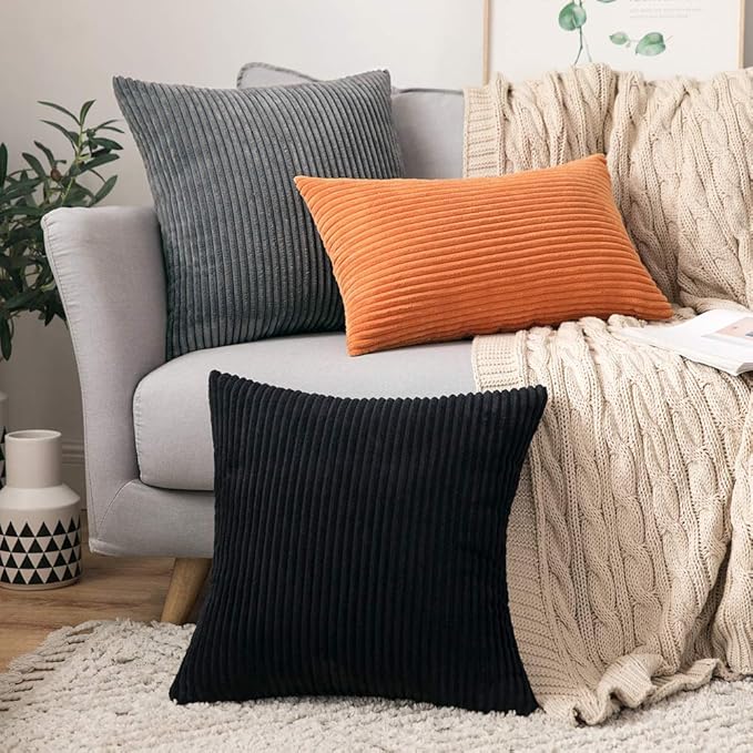 MIULEE Winter Pack of 2 Corduroy Soft Soild Decorative Square Throw Pillow - Image 4