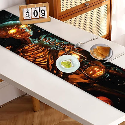 Elegant Skeleton Halloween Table Runner – 13x72 Inch Spooky Table Decor - Image 7