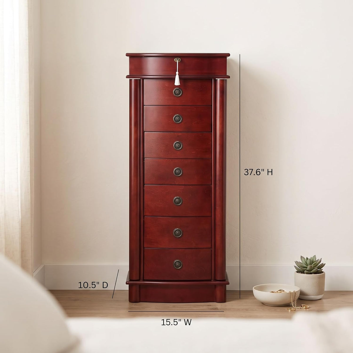 hives and honey noel standing jewelry armoire cabinet on a desk or shelf