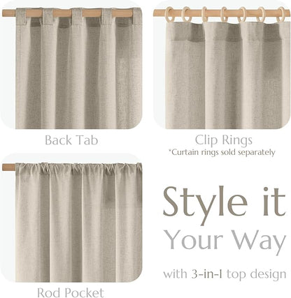 jinchan Linen Blend Curtain 96 inch Length 1 Panel - Image 6