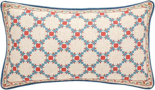 patdrea Designer Throw Pillow Covers, Lumbar Bright Vintage Red Linen by Welcometopatdrea