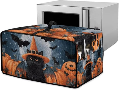 Bat Cat Pumpkin Moon Print Toaster Oven Cover Dust-Proof Microwave Oven Grill by HwzdsyxlCreativeHomeDecor