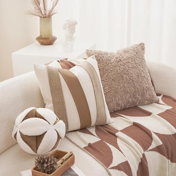 Avigers 18 x 18 Inch Patchwork Pillow Cover, Luxury Chenille Modern Throw - Image 5