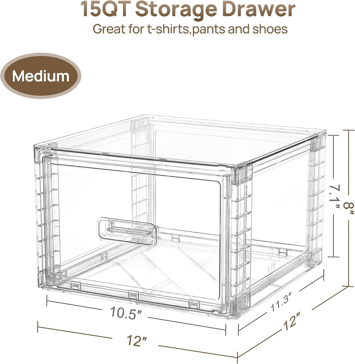 vtopmart 4 pack clear stackable closet storage drawers shown in use