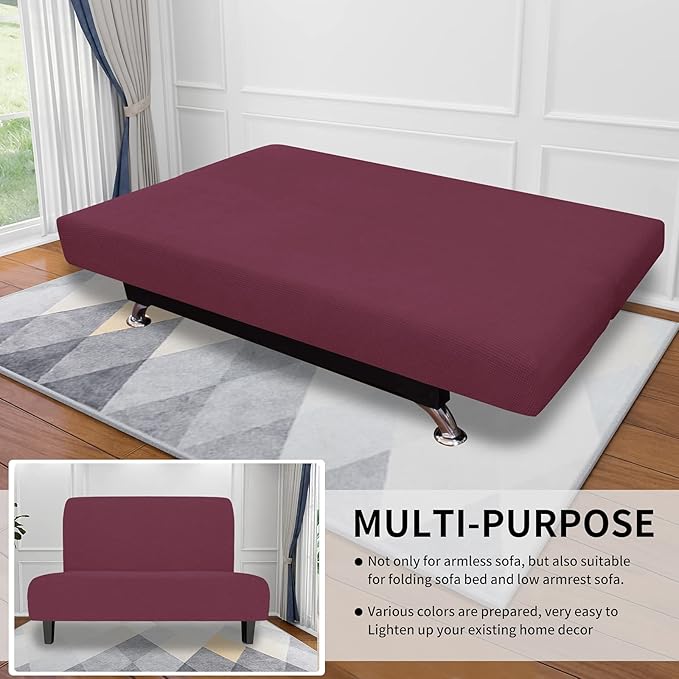 Easy-Going Stretch Futon Slipcover Armless Futon Bed Cover Furniture Protector - Image 4