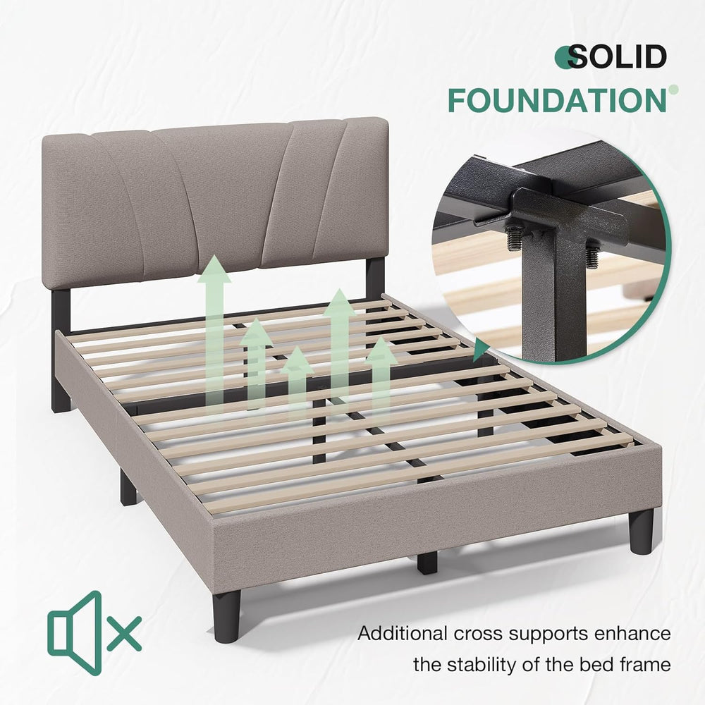 Novilla Full Size Bed Frame with Adjustable Headboard Platform Full Bed Frame...
