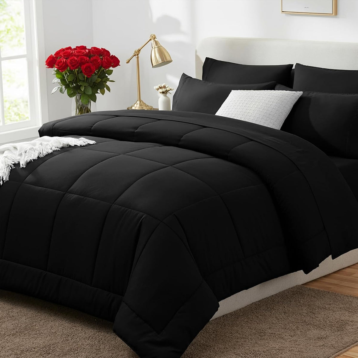 cozylux full size comforter sets black - 7, main product view