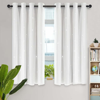 Kinryb Blackout Small Curtains for Girl Living Room/Classroom, Sheer Overlay 2 - Image 3