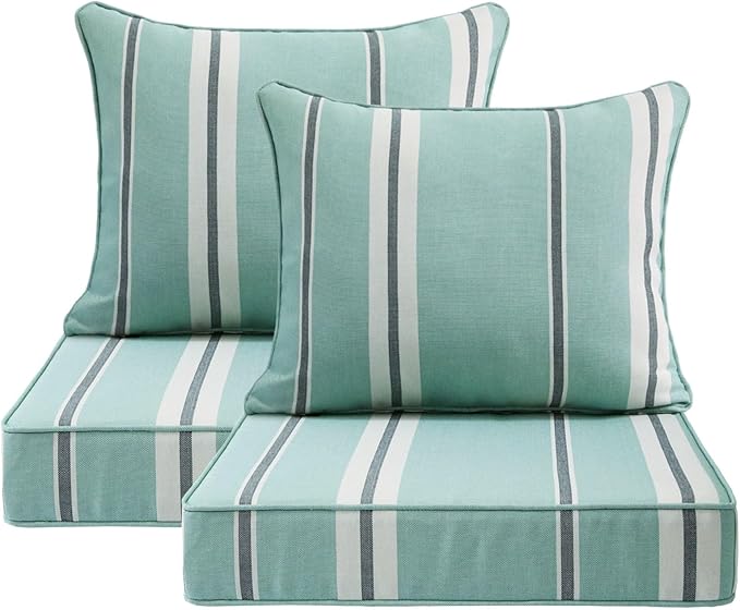 Outdoor Patio Chair Cushions Set, Water-Repellent, Fade Resistant, Deep Seat by Unimatta