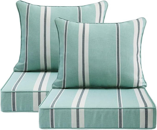 Outdoor Patio Chair Cushions Set, Water-Repellent, Fade Resistant, Deep Seat by Unimatta