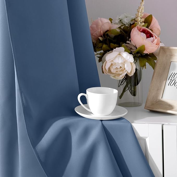 HOMEIDEAS Stone Blue Blackout Curtains 52 X 84 inches Long 2 Panels Room - Image 6