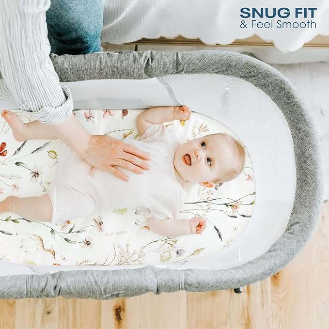 GRSSDER Ultra Soft Bassinet Sheets 2 Pack, Stretchy Breathable Knit Bassinet - Image 2