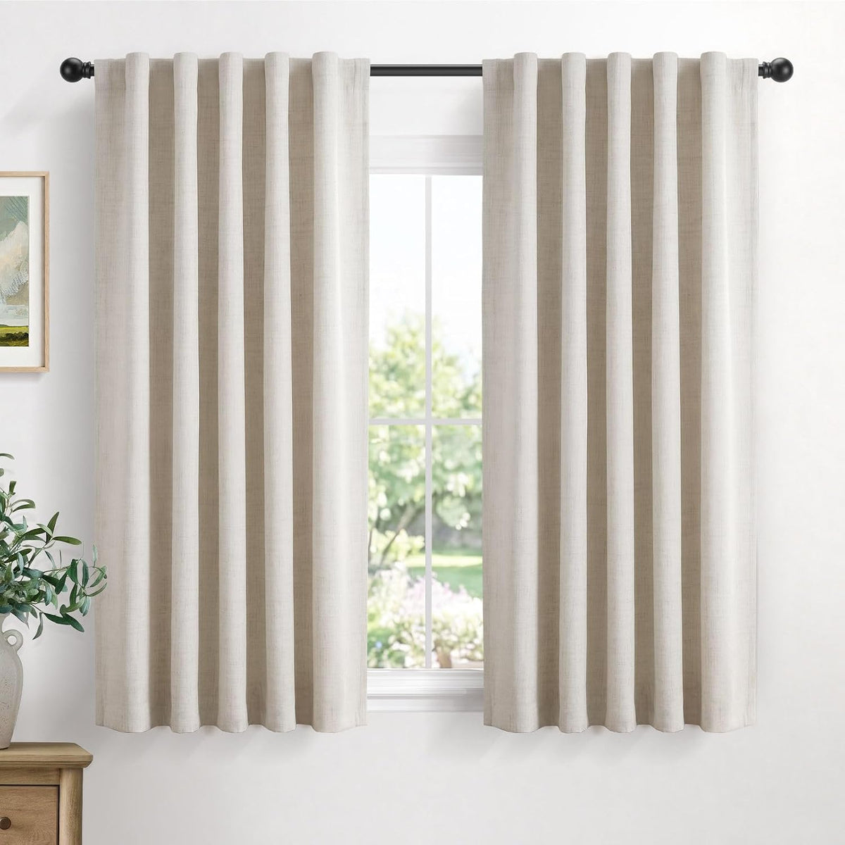 linen total blackout curtains for bedroom living room, main product view