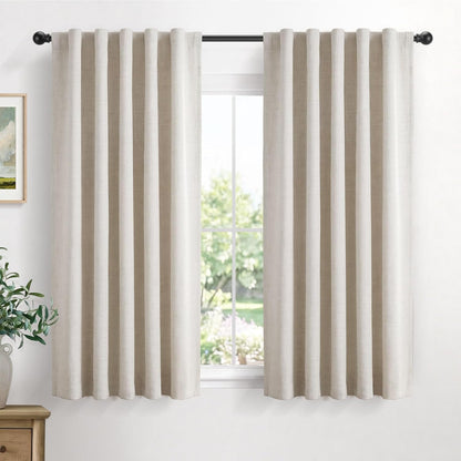 linen total blackout curtains for bedroom living room, main product view