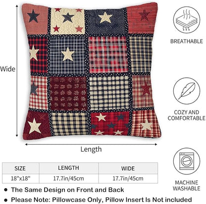 Flag Patchwork Print Throw Pillow Covers Set of 2 | 18x18 Inches Cushion Cases - Image 5