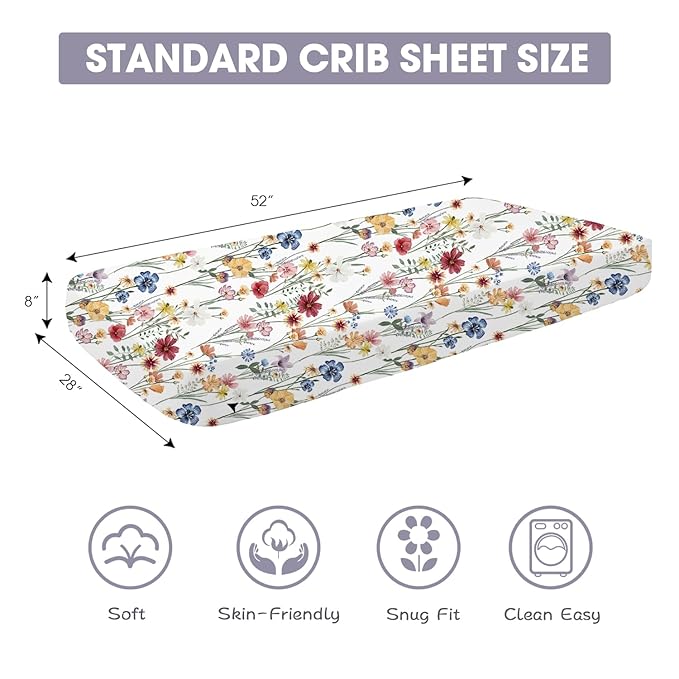 Bimocosy Crib Sheets 4 Pack, Baby Crib Sheets Fitted - Image 2