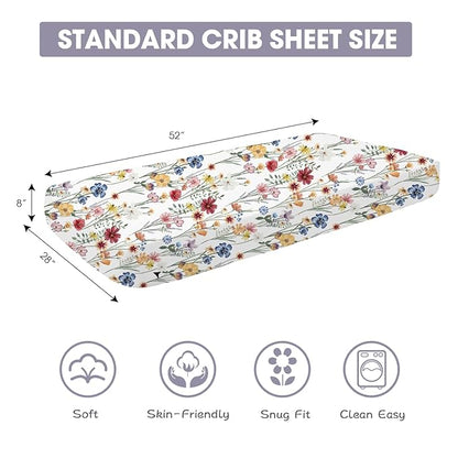 Bimocosy Crib Sheets 4 Pack, Baby Crib Sheets Fitted - Image 2