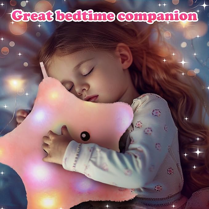 WEWILL 9'' LED Twinkle Star Soft Plush Pillow Toys Glowing Stuffed Star Light - Image 3