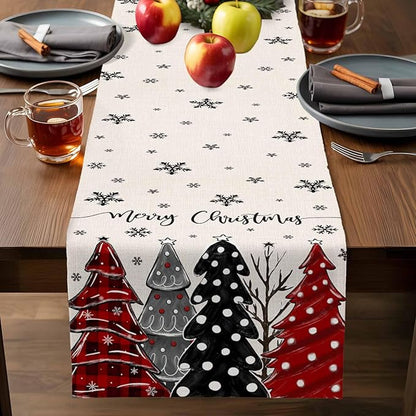 Christmas Tree Table Runner, 13x90 Inch, Merry Christmas Linen Table Runners - Image 9
