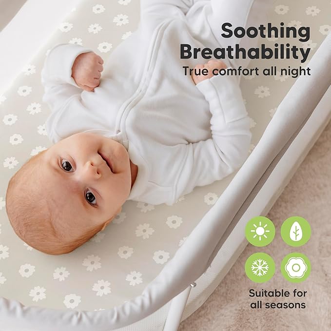 2-Pack Organic Bassinet Sheets for Girls, Boys - Image 4