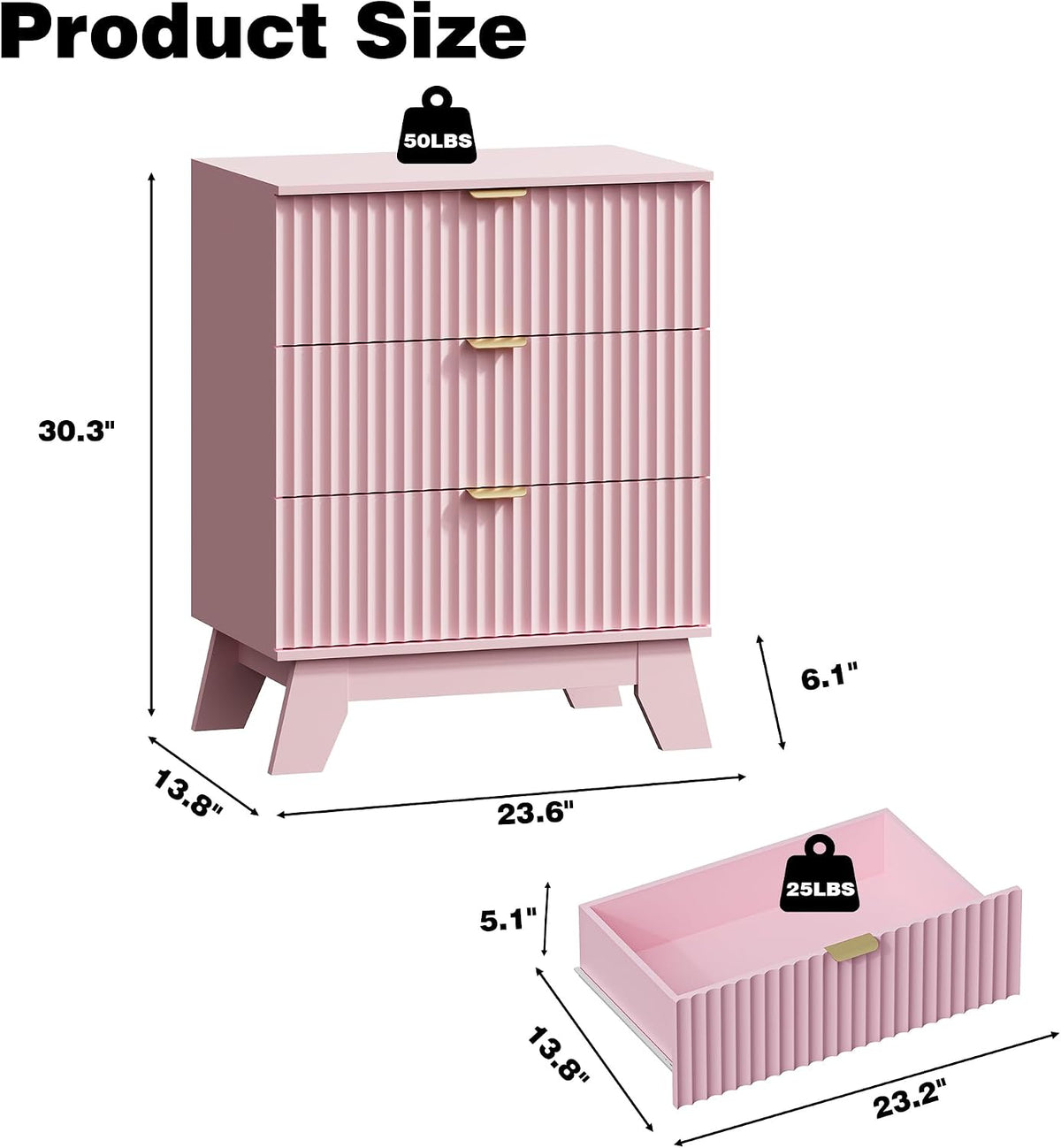 huanlego fluted nightstands set of 2 with 3 shown in use