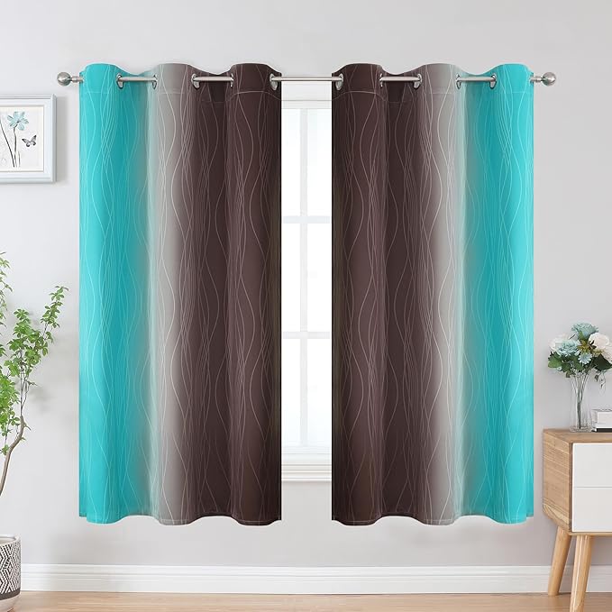 Estelar Textiler Brown and Teal Blackout Curtains & Drapes - Image 2